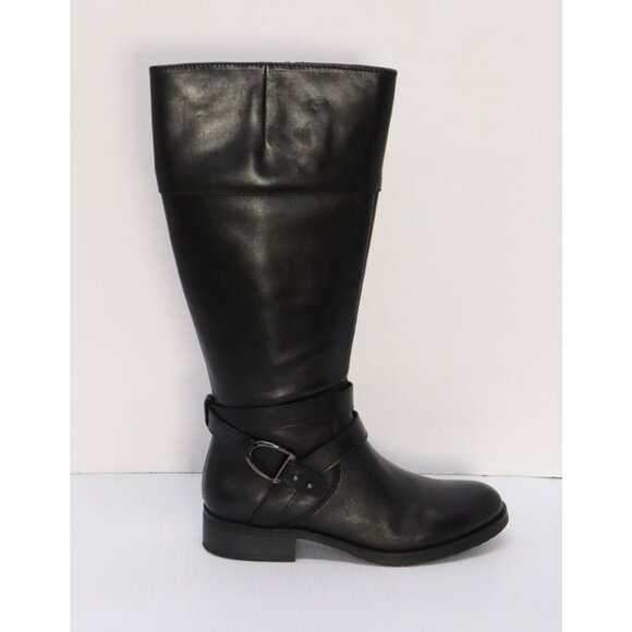 Bandalino Tessi Black Leather Wide Calf Riding Boots Womens Size 8.5 New - Picture 2 of 9